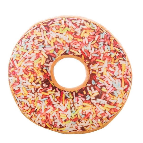 3D Donut Pute Koselig Sete Rygg Putestøtte Doughnut Pleddpute Plussj Leke for Stue Soverom Hjemmedekor 40cm (Regnbue Glasur Sukker)