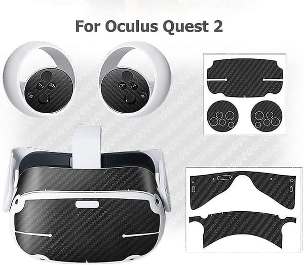 VR-headset och kontroll-dekaler för Oculus Quest 2 tillbehör (kol svart)