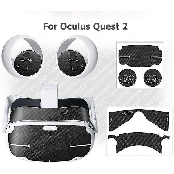 VR Headset og Controller Stickers Skin Decal til Oculus Quest 2 Tilbehør (Carbon Black)