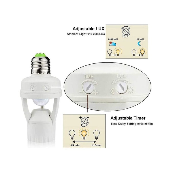 E27 Lamphållare Adapter med PIR Rörelsesensor AC100-240V LED Glödlampa Sockel Konverterare för att Detektera Mänsklig Aktivitet