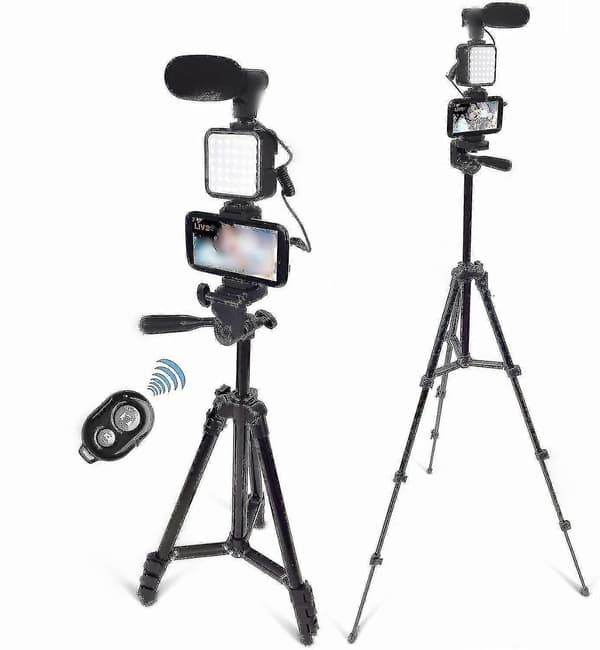Vlogging Kamera Telefon Vlog Videokit #1 med Højdejusterbart Stativ