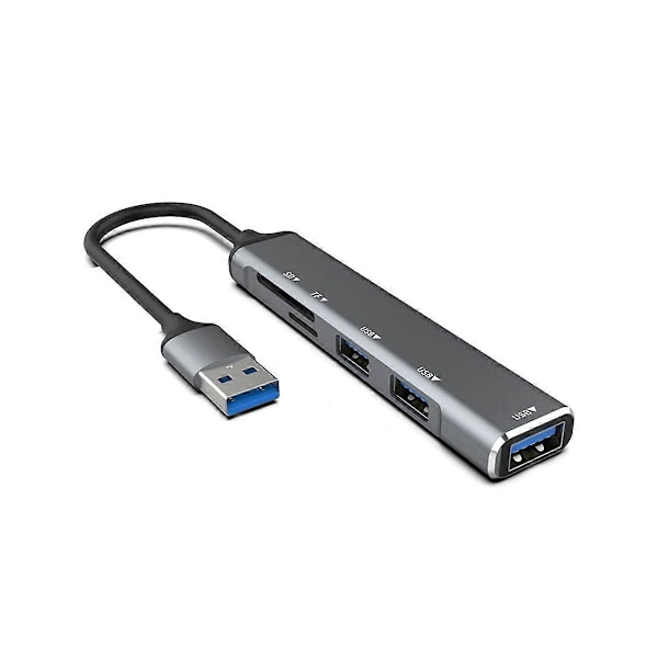 USB HUB 3.0 USB-A Hub Splitter 5 Ports USB3.0 med TF/SD Kortlæser Højhastigheds Dataoverførsel til Bærbar Computer B