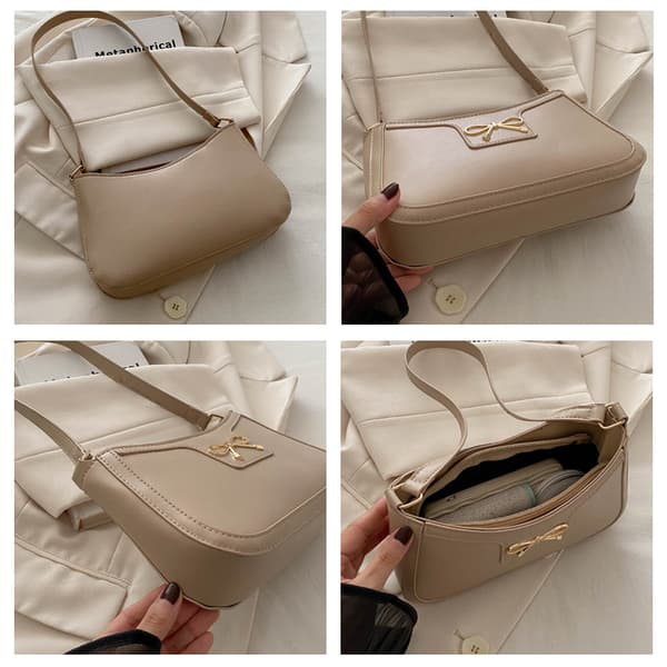 Elegant rosettprydd axelväska Khaki
