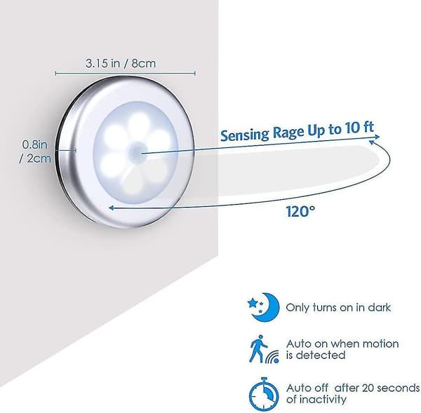 Bevegelsessensorlampe. Kleskapsdetektor LED-lampe. Trappelampe. Skaplampe
