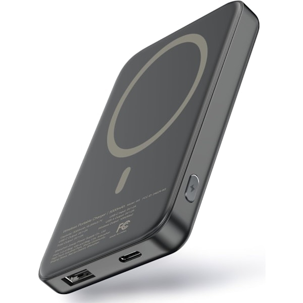 For MagSafe Bærbar Oplader, 22.5W 10000mAh Trådløs Magnetisk Powerbank (Sort) kk