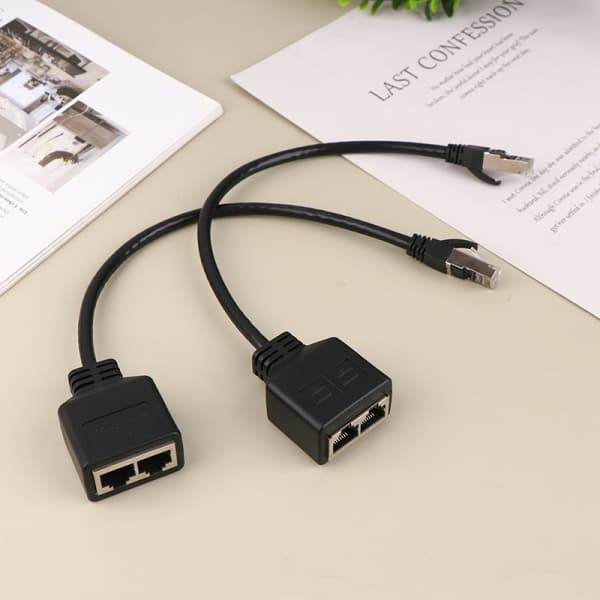 Ethernet Splitter RJ45 1 Hann til 2 Hunn LAN Ethernet Kabel 31cm