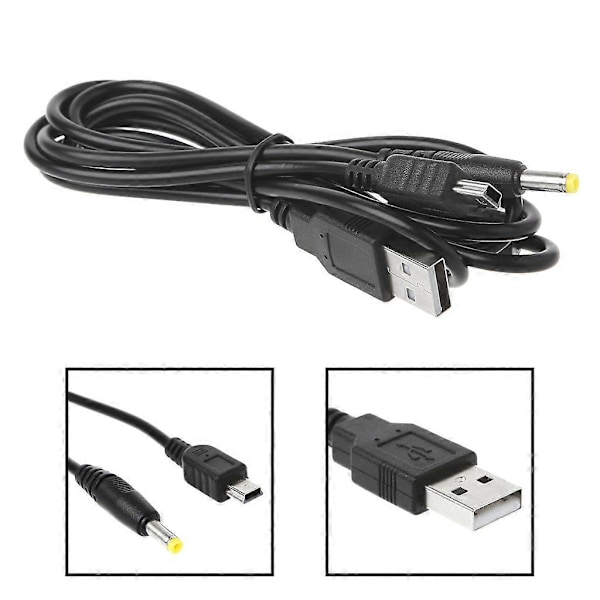 1,2 m / 3,94 ft 2-i-1 USB-datakabel Opladekabel Ledning Velegnet til PSP 2000/3000 Konsol - Sort