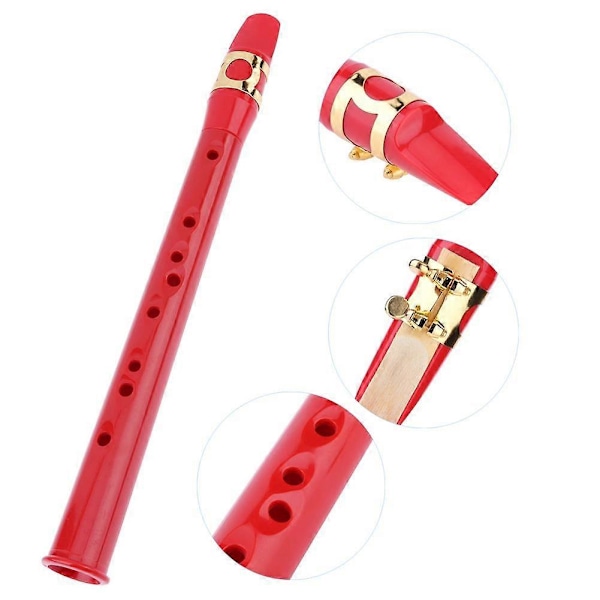 Mini fick-Bb-saxofon Alto munstycke ABS Sax med 5 rörblad Svart saxofonsats Träblåsinstrument Tillbehör HET