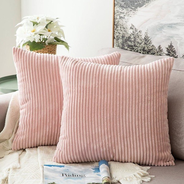 Pack Of 2 Corduroy Pillow Covers Soft Soild Striped Throw Pillow Covers Set Decorative Square Cushion Cases Pillowcases For Couch Sofa Bedroom Car 16