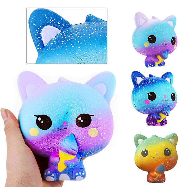 Mjukt Tryckdjur Flexibelt Stressavlastande Flerfärgad Squishy Katt Avkopplingsspel Leksak för Barn
