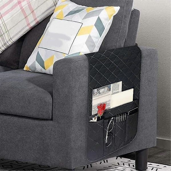 Sofa Armlæn Organizer Fjernbetjening Holder Ikke- Lænestol Holdere til Sofa Recliner med 5 Lommer til Bog Etc