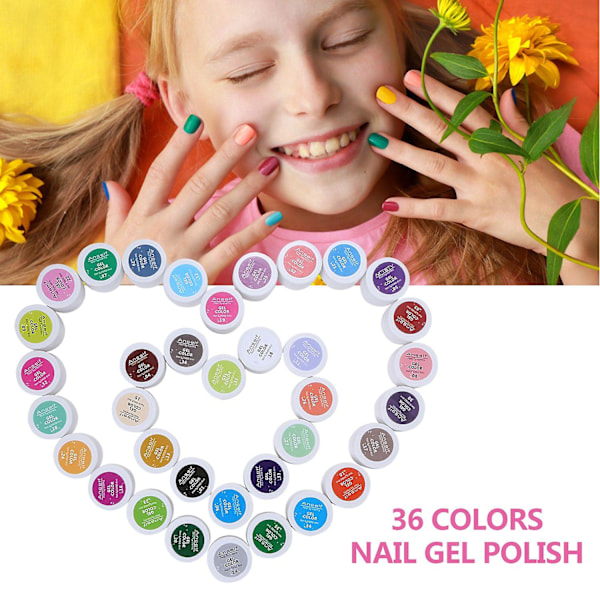 Anself 36 Färger Nagellack UV Gel Nagelkonst Builder Solid Förlängningsgel med Nagelborste
