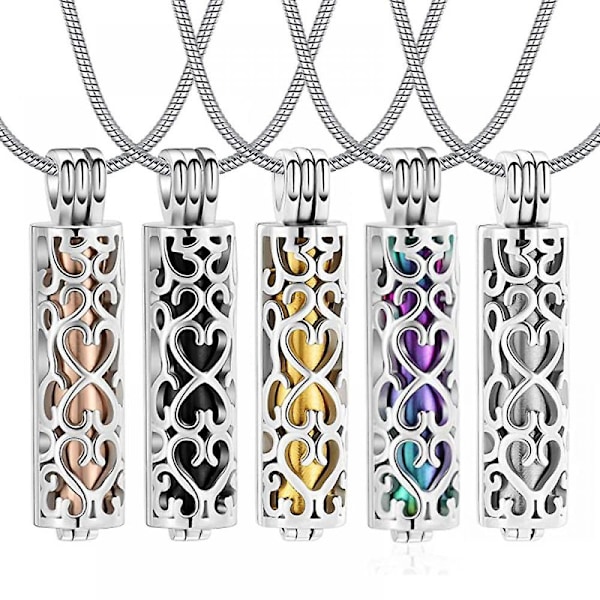 Cylinder Aska Urna Halsband för Aska Kremerings Smycken för Aska Ihålig Urna Souvenir Smycken för Aska - Alltid Med Mig