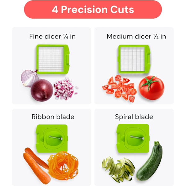 Original Profesjonell Grønnsakskutter — Grønnsakskutter og Spiralizer, Mathakker med Beholder Green