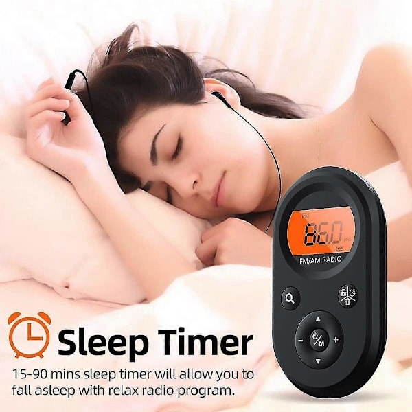 Personlig lommeradio AM/FM oppladbar Walkman-radio, lang batteritid, stereohodetelefoner, S