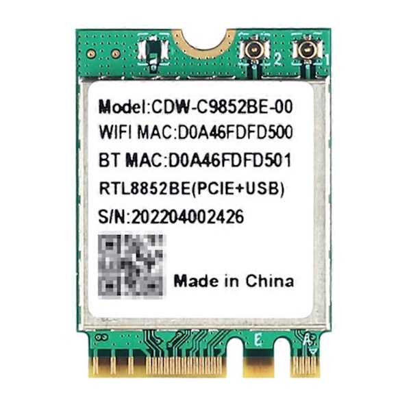 Wifi 6 Realtek RTL8852BE Verkkokortti 1800Mbps BT 5.0 Dual Band Langaton Wi-Fi-sovitin 802.11ac/ax 2.4G/5Ghz MU-MIMO