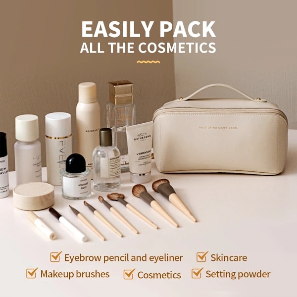 Kosmetik Opbevaringspose Dame Makeup Taske Opbevaringspose Luksus Brokade Kosmetiktaske Rejse Lynlås Opbevaringspose Hvid L White