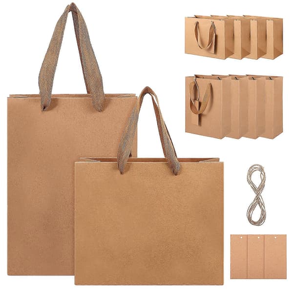 10 st Giftpåsar i Bulk, Kraftpapper, Partypåsar, Handtag, Papperspåsar, Presentpåsar, Pappersbärpåsar