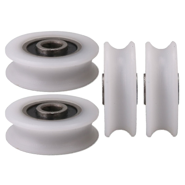 4 st Vita Inre Dia 4mm U-spår Nylon Rullhjul för Skjutdörr