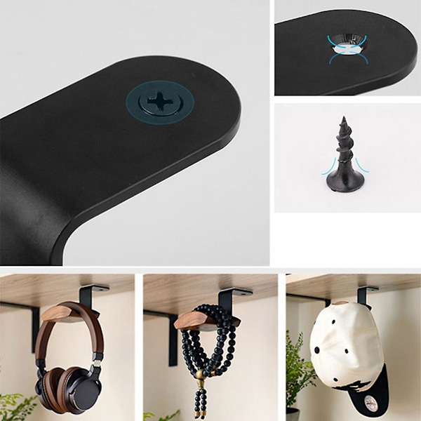 Universell Hörlursställ Z-formad Väggmonterad Trä Headset Hängare Hook