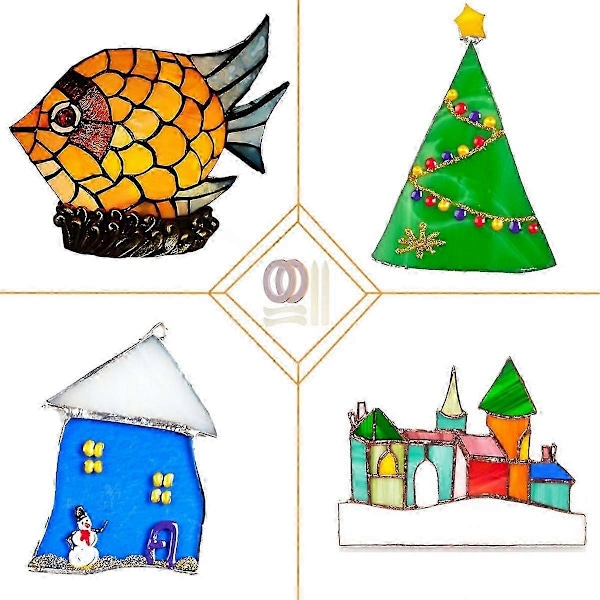 2 Rullar Kopparfolieremsa med Kopparbakgrund för Glasmålning och DIY-Hantverk, med 4 Glasmålning