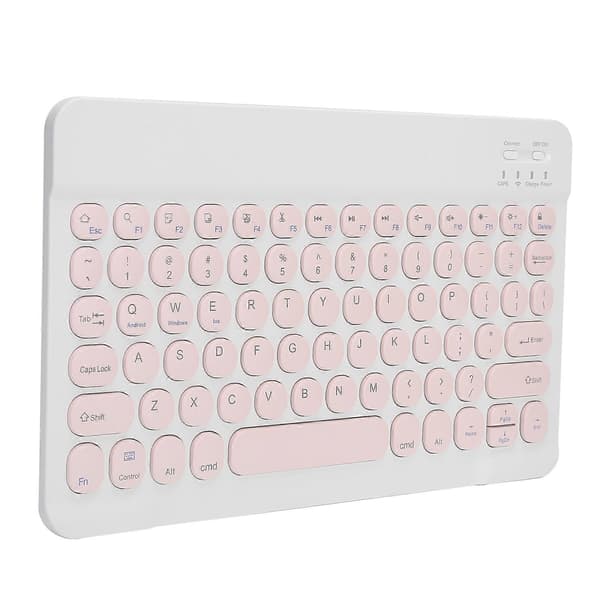 Trådløst Bluetooth Tastatur Tablet Smartphone Computer Tilbehør Rundt Låg 10inPink