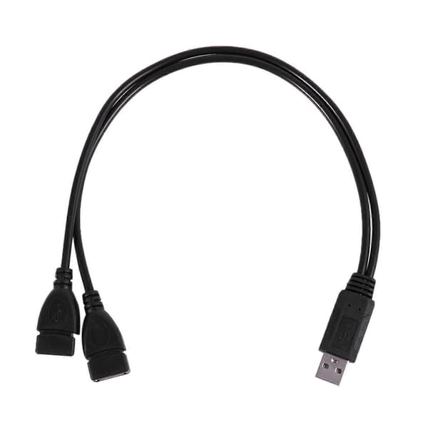 USB 2.0 A-uros naar 2 kaksois-USB-naaras Y-jakaja Hub virtajohtoadapterikaapeli