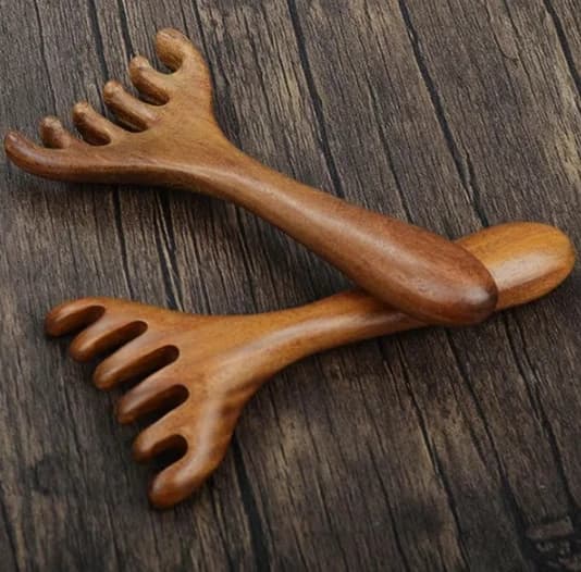 Massagekam, grov sandeltræskam, til hovedmassageterapi, fremmer blodcirkulationen, lindrer stress, 3pcs