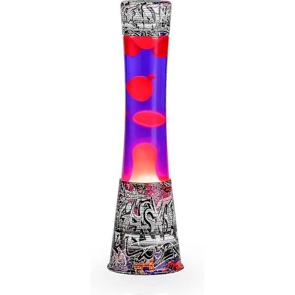 Lava Lampe, 16 Tommer Stor Lava Lampe - Dekal Base Colormax Graffiti Kunst Med Oransje Voks I Lilla Væske Bevegelseslamper For Barn - Hom