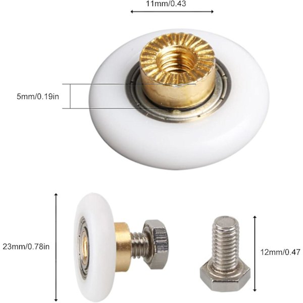 4 suihkuoven pyörää 23 mm, suihkun korvauspyörä
