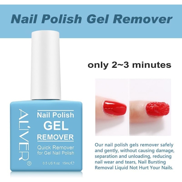 Geelikynsilakan poistoaine, nopea geelikynsilakan poistoaine, poistaa helposti geelikynsilakan 2-4 minuutissa - ei vaadi folioita, liotuksia tai kääreitä, 15 ml