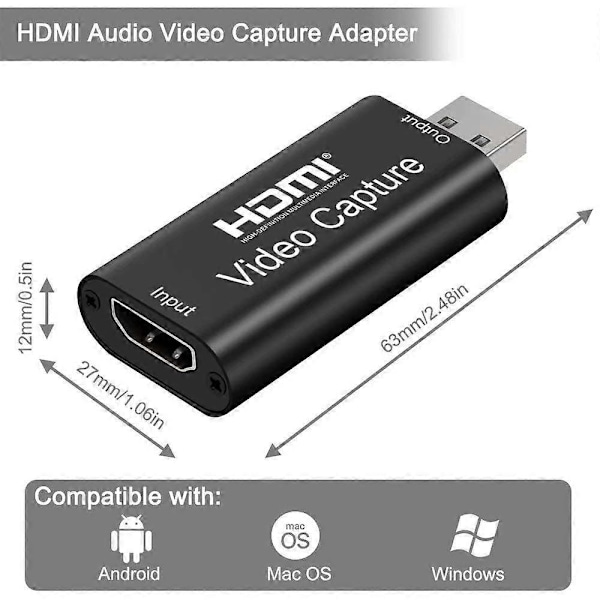 Ääni- ja videonäyttökortit, 1080p HDMI - USB -sovitin, Kannettava Plug & Play -näyttökortti
