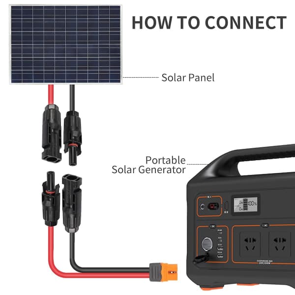 Solcellepanel til Xt60i Ladekabel - 12awg 1.5m Solcellepanelkontakt til Xt60 Sokkelkabel for Bærbare Kraftstasjoner og Litiumbatterier
