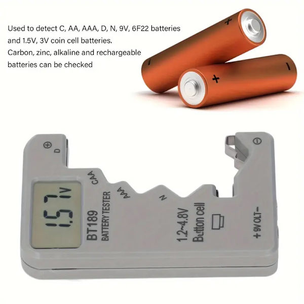 BT189 Digital Batteritest LCD Display AA/AAA/9V/1.5V Knapcels Batterikapacitetstjek Detektor Kapacitans Diagnostisk Værktøj