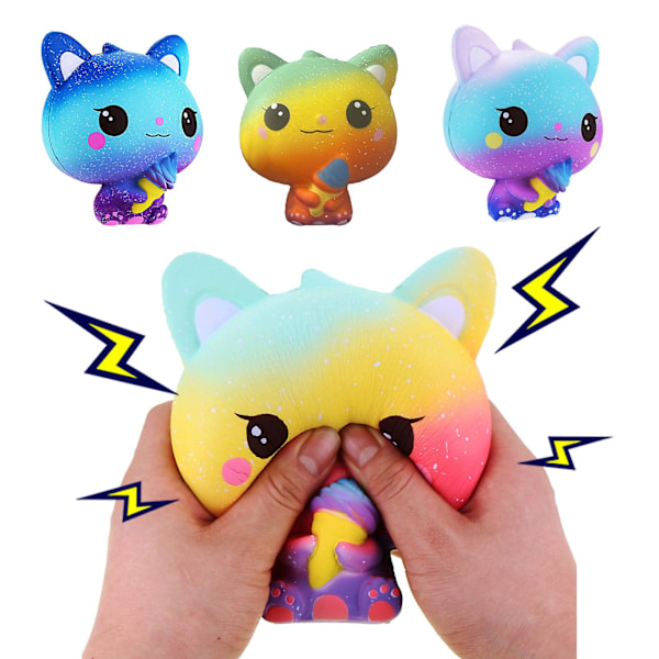 Mjukt Tryckdjur Flexibelt Stressavlastande Flerfärgad Squishy Katt Avkopplingsspel Leksak för Barn