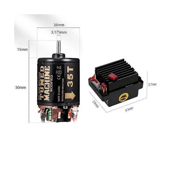 320A ESC + 540 Harjattu Moottori 1/10 RC-autolle Axial SCX10 90046 TRX4 D90 Redcat, 45T