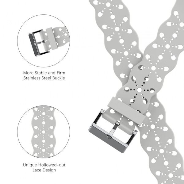 Armbands Apple iWatch 6/5/4/3/2/1 Generation SE Ihålig Spets Solid Silikon Armband --- Vit 38/40/41MM