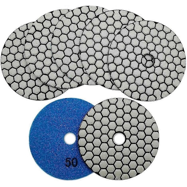 6 stk Diamantpoleringsdisker 4 tommer/100 mm Tørr Diamantpoleringsunderlag for Marmor Granitt Stein Betong, Gulvpoleringssett for 2024