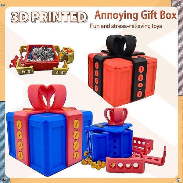 The Annoying Present Box Premium 3D Printet Frustrationsboks til Familien