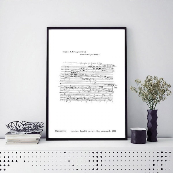 Wekity Havet og Chopin Manuskripter Væghængt Canvas Print Poster, Enkel Mode Fotografi Kunst Dekoration til Hjemmet Stue Soveværelse Kontor (Sæt af 3 U