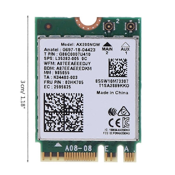 AX200NGW NGFF M.2 Trådløst WiFi 6 Netværkskort 2.4 / 5G 802.11ac ax Bluetooth-kompatibel 5.2 Dobbelt bånds netværkskort