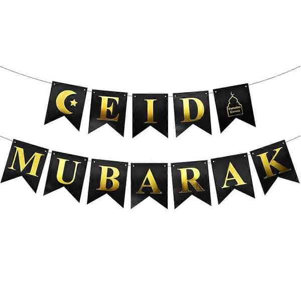 1 Set Ramadan Eid Mubarak Flaggor för Hängande Dekorationer