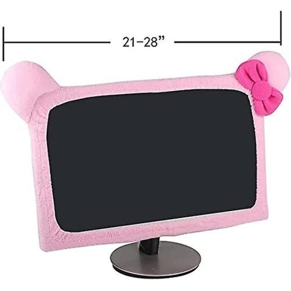 20\"-29\" Sød og Sød Støvbeskyttende Computer Skærmbeskytter med Katteører Laptop TV LCD Skærm Monitor Dekoration Støvbeskytter, Pink