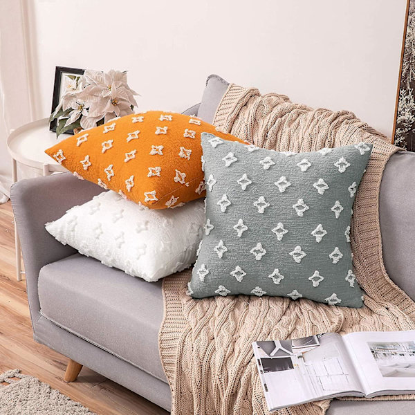 Wekity Set med 2 Dekorativa Kuddfodral Rhombic Jacquard Kuddfodral Mjuk Rektangulär Kuddfodral för Sommar Soffa Säng Sovrum Vardagsrum,
