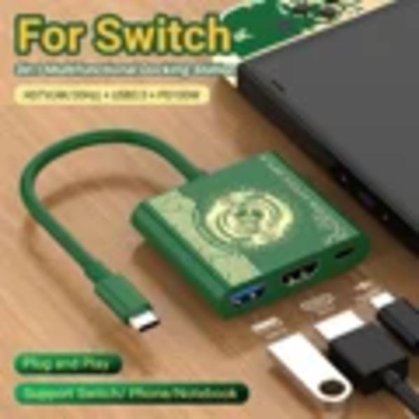 Bærbar Nintendo Switch Dockningsstation TYPE-C Hub med HDMI og USB 3.0 Perfekt til Rejser og Spil