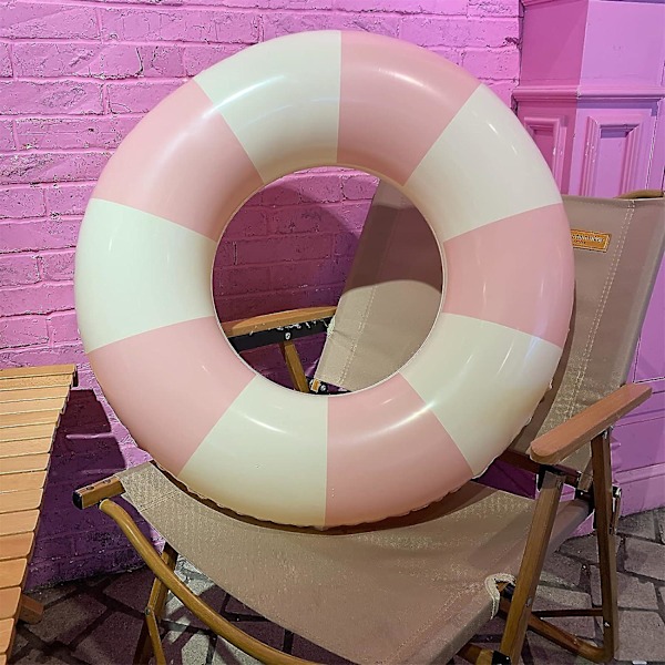 Medium Badring för Barn och Vuxna, 63 cm Klassisk Randig Pool Innerring, Uppblåsbara Poolleksaker, Flyt Naken, Pool Flytleksaker Vuxenstorlek för Sommarpool