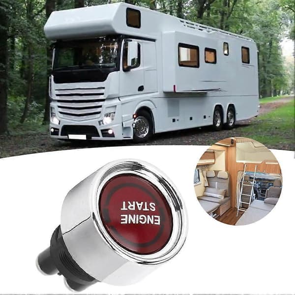 LED Motorstartknap Tænding Starter Motor Start Stop Knap til Campingvogne Racing Bil Rød