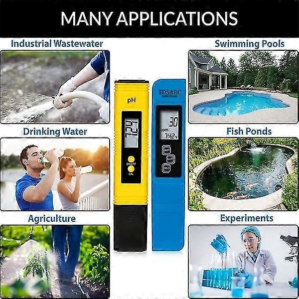 2 stk. PH og TDS Meter Combo PH Meter og TDS, EC, Temperatur