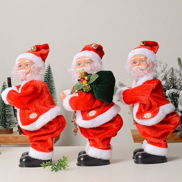 Elektrisk gungande jultomte, musikspelande jultomteleksak batteridriven sjungande och dansande jultomte A