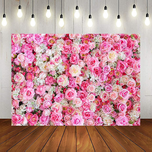 3D Rosblommor Fotobakgrund Rosa Röd Ros Fotobakgrund För Bilder 5x3ft Vinyl Nyfödd Baby Bröllopsdusch Födelsedagsfest Banner Tårta Tabl